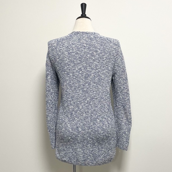 Banana Republic Knit Ivory Blue Asymmetrical Zip Up Sweater Cardigan Medium - Picture 6 of 8